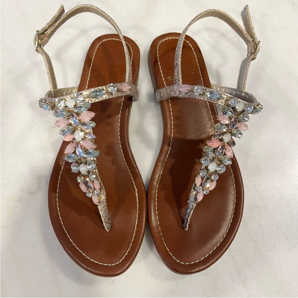 G by Guess Leesure Gold Jeweled Flat Sandals